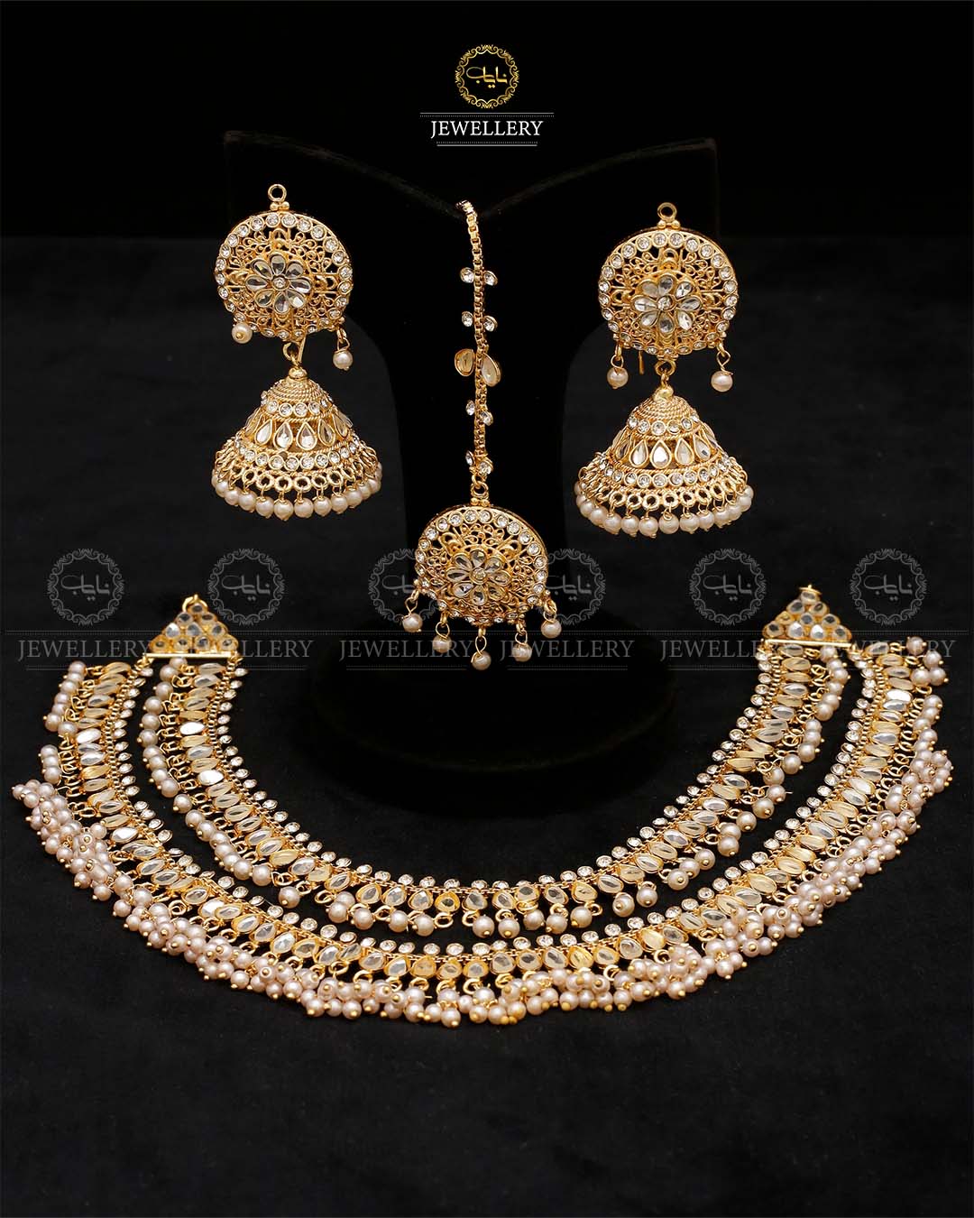 2 layers Kundan Mala with Jhumka Tika-2523